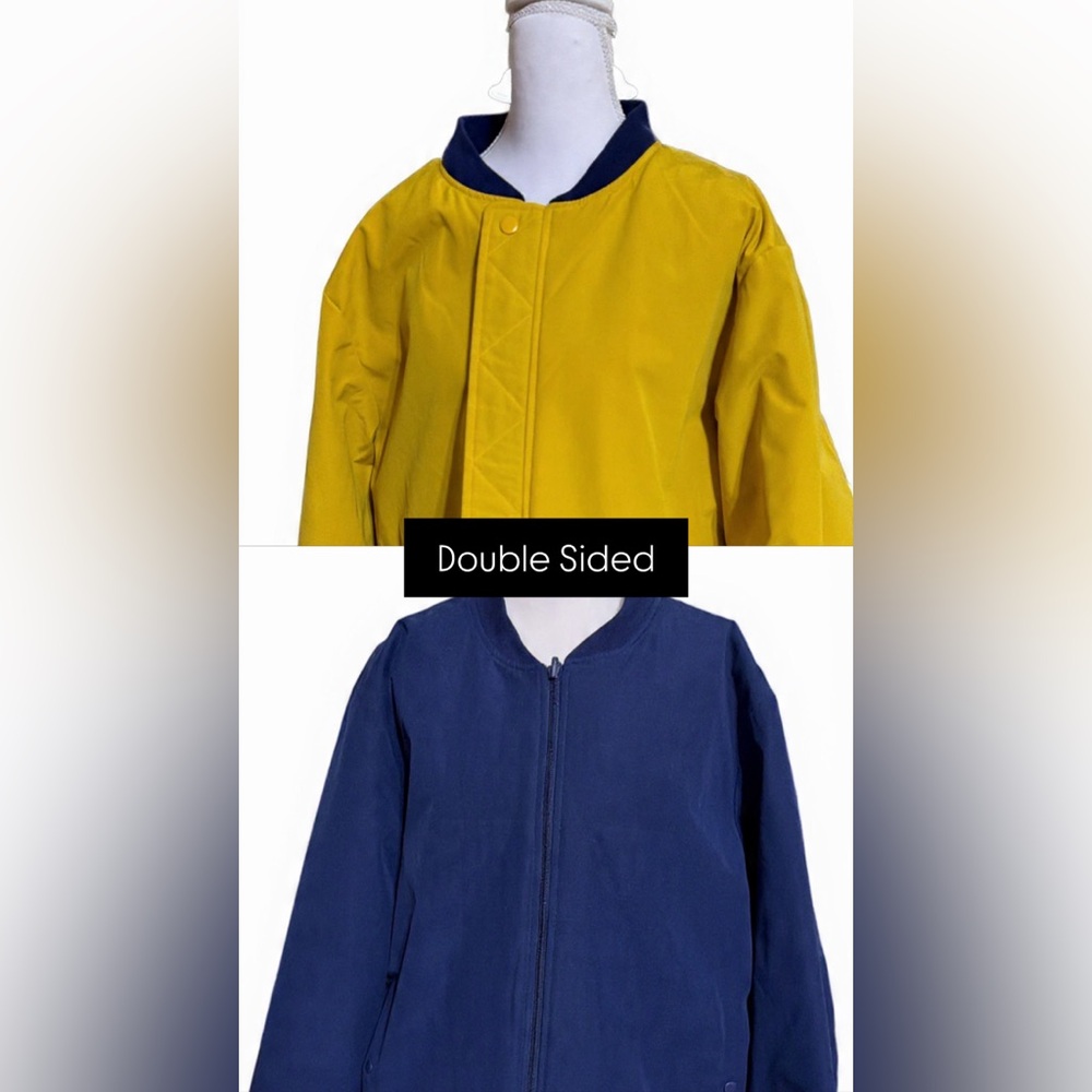 Reversible Yellow Navy Blue Zip-Up Jacket